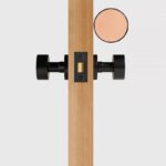 FERN Solid Brass & Leather Door Knob – Matte Black