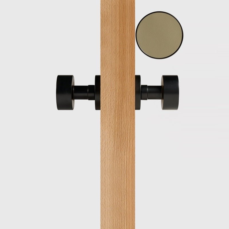 FERN Solid Brass & Leather Door Knob – Matte Black