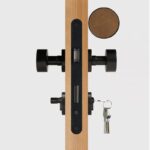 FERN Solid Brass & Leather Door Knob – Matte Black