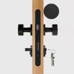 FERN Solid Brass & Leather Door Knob – Matte Black