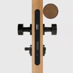 FERN Solid Brass & Leather Door Knob – Matte Black