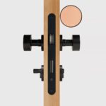 FERN Solid Brass & Leather Door Knob – Matte Black