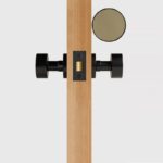 FERN Solid Brass & Leather Door Knob – Matte Black