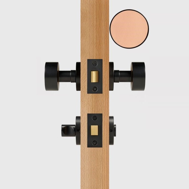 FERN Solid Brass & Leather Door Knob – Matte Black