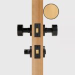 FERN Solid Brass & Leather Door Knob – Matte Black