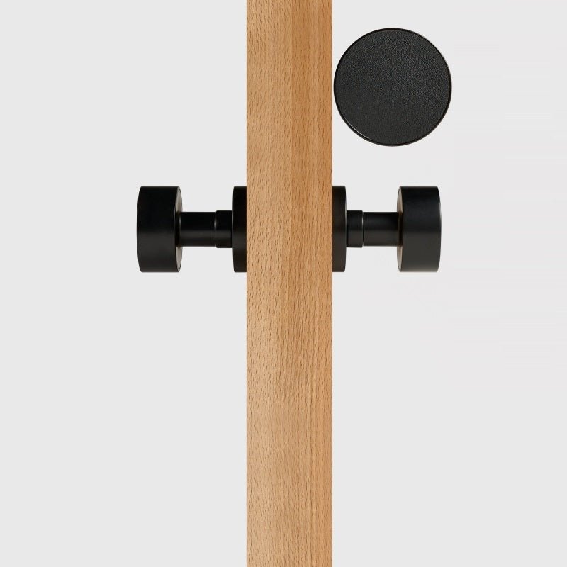 FERN Solid Brass & Leather Door Knob – Matte Black