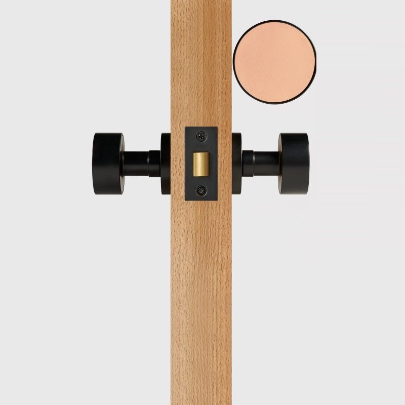 FERN Solid Brass & Leather Door Knob – Matte Black