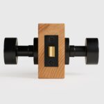 FERN Solid Brass & Leather Door Knob – Matte Black