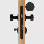 FERN Solid Brass & Leather Door Knob – Matte Black