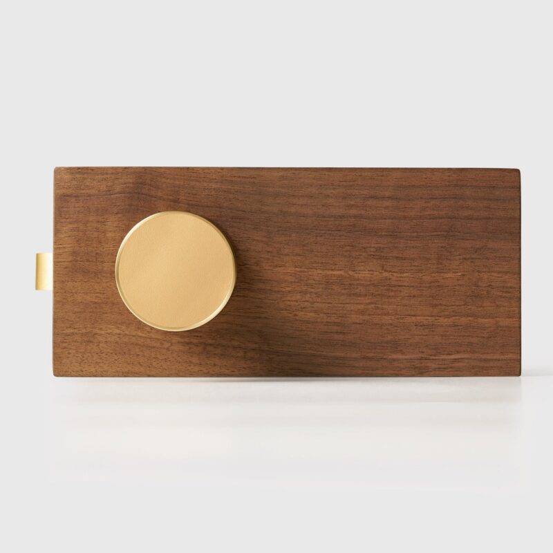 Maniglia per porta FERN in ottone massiccio e pelle – Ottone satinato