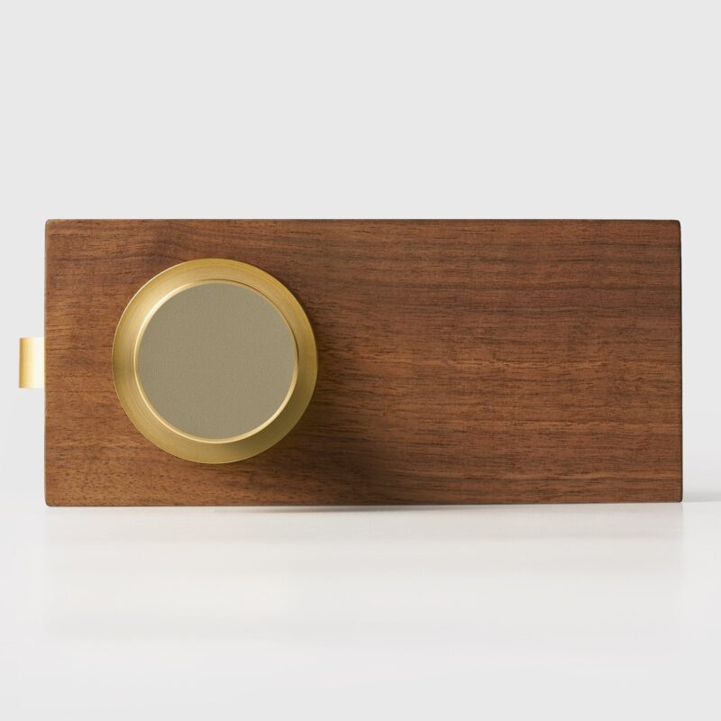 Maniglia per porta FERN in ottone massiccio e pelle – Ottone satinato