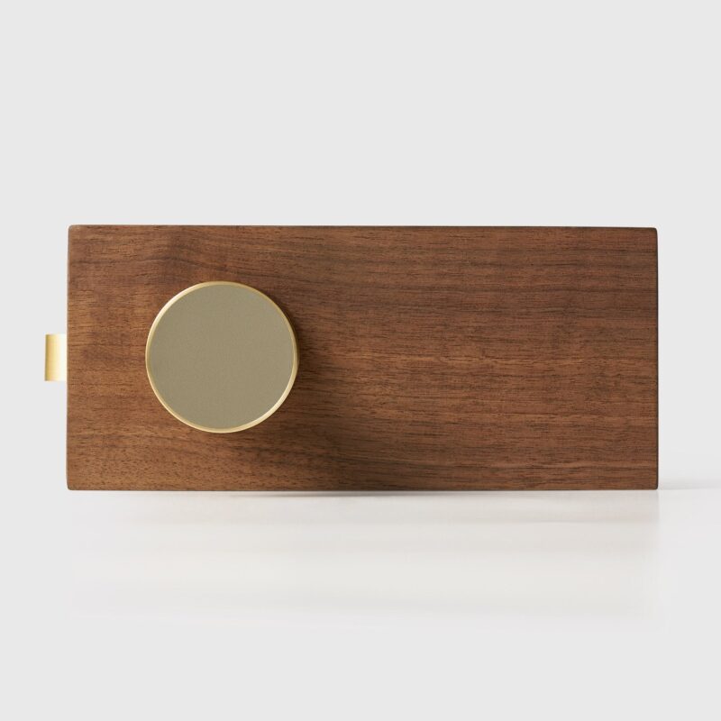 Maniglia per porta FERN in ottone massiccio e pelle – Ottone satinato