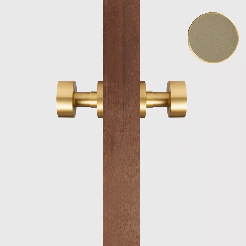 Maniglia per porta FERN in ottone massiccio e pelle – Ottone satinato