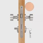 FERN Solid Brass & Leather Door Knob – Satin Nickel