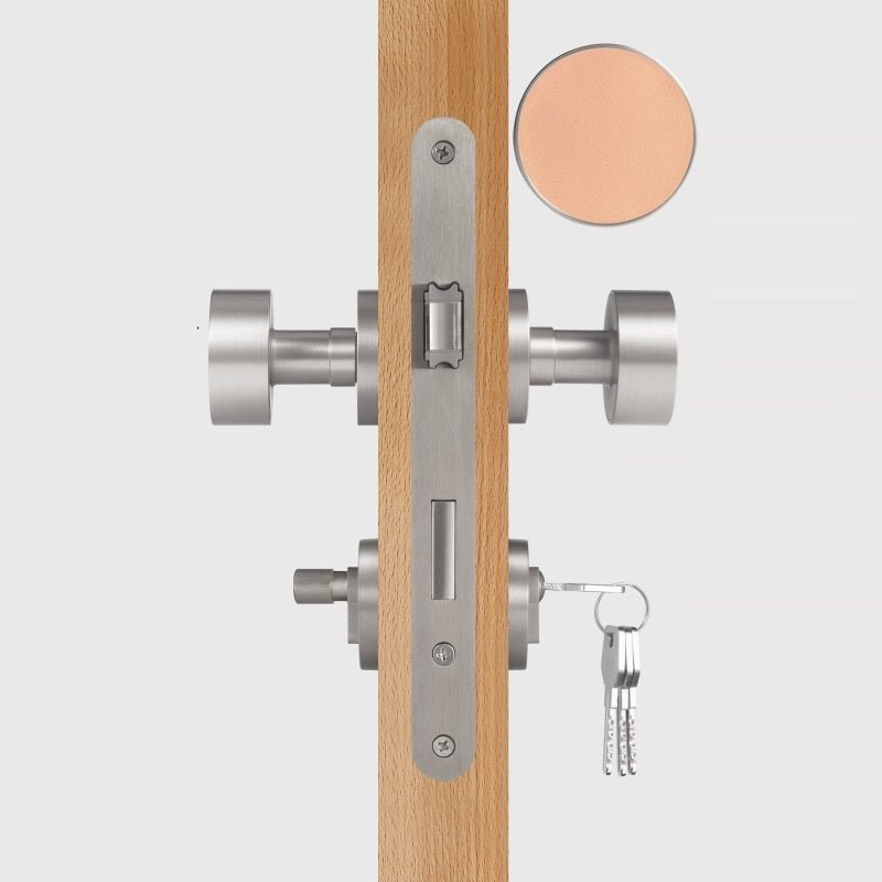 FERN Solid Brass & Leather Door Knob – Satin Nickel