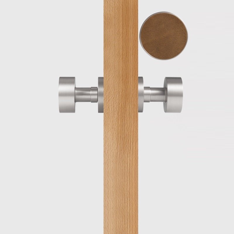 FERN Solid Brass & Leather Door Knob – Satin Nickel