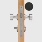 FERN Solid Brass & Leather Door Knob – Satin Nickel