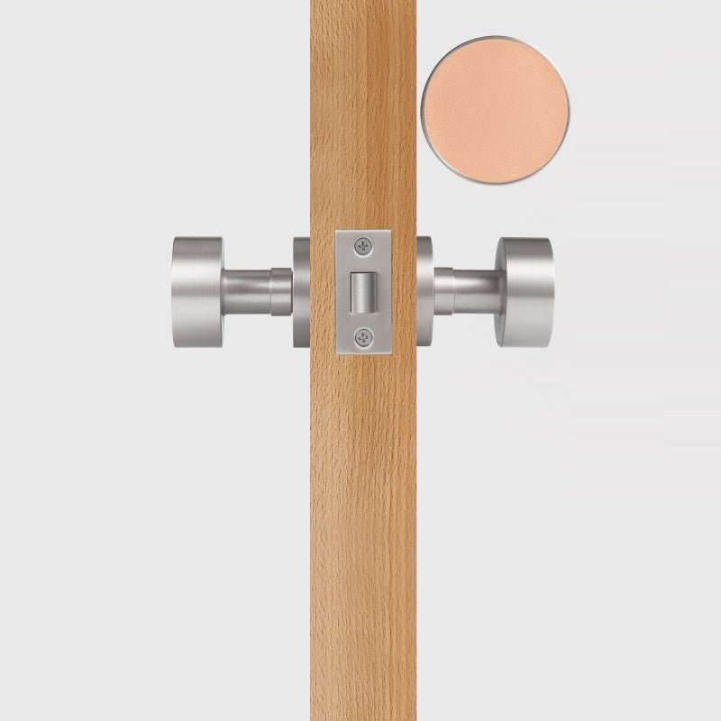 FERN Solid Brass & Leather Door Knob – Satin Nickel