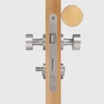 FERN Solid Brass & Leather Door Knob – Satin Nickel