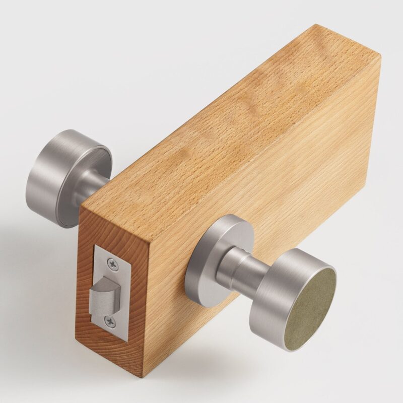 FERN Solid Brass & Leather Door Knob – Satin Nickel