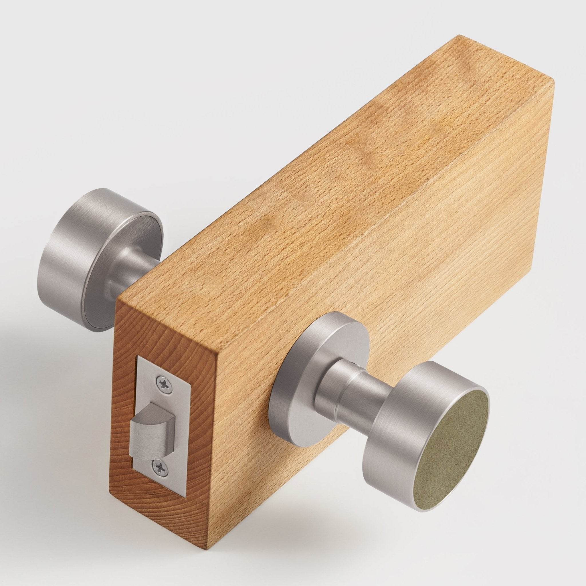 FERN Solid Brass & Leather Door Knob – Satin Nickel