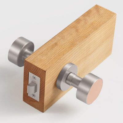 FERN Solid Brass & Leather Door Knob – Satin Nickel