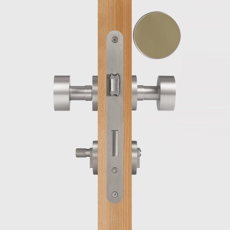 FERN Solid Brass & Leather Door Knob – Satin Nickel