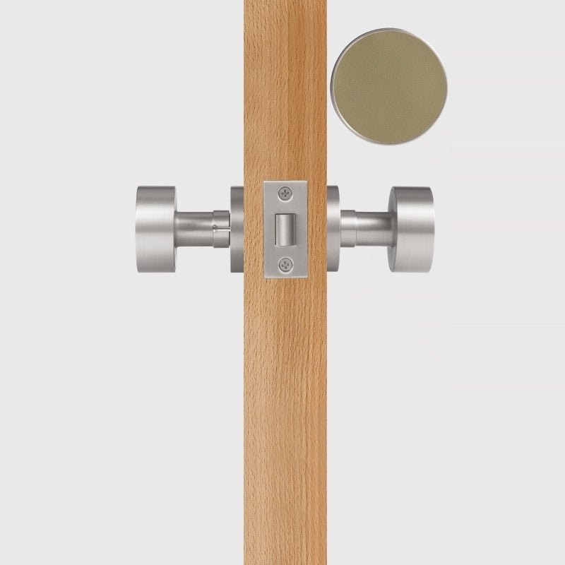 FERN Solid Brass & Leather Door Knob – Satin Nickel