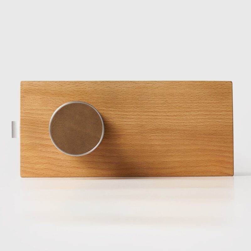 FERN Solid Brass & Leather Door Knob – Satin Nickel