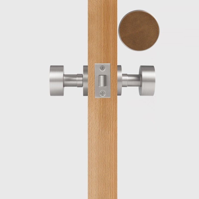 FERN Solid Brass & Leather Door Knob – Satin Nickel