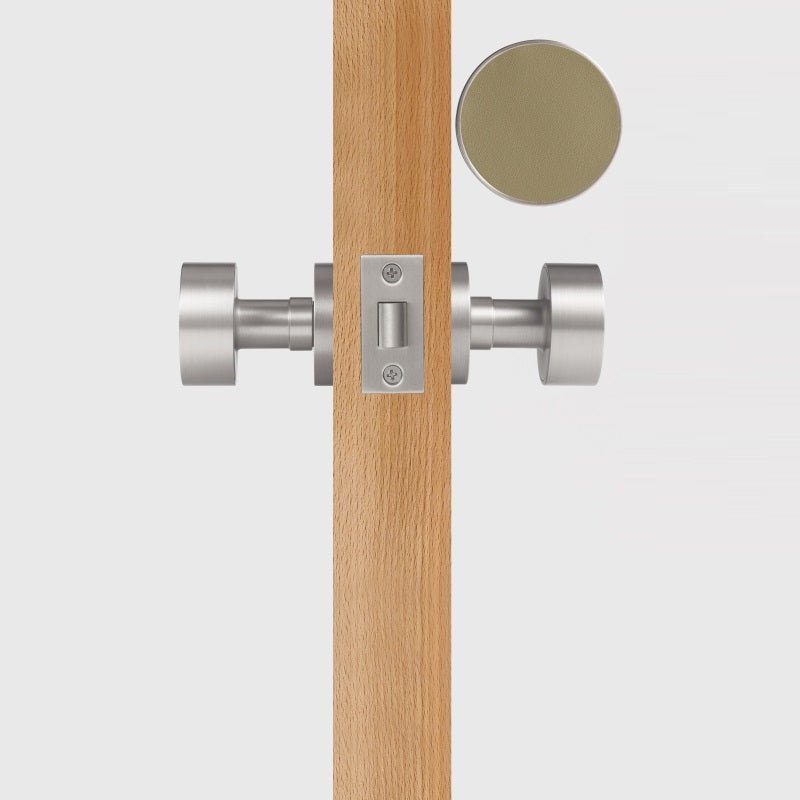 FERN Solid Brass & Leather Door Knob – Satin Nickel