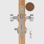 FERN Solid Brass & Leather Door Knob – Satin Nickel