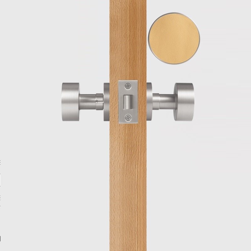 FERN Solid Brass & Leather Door Knob – Satin Nickel