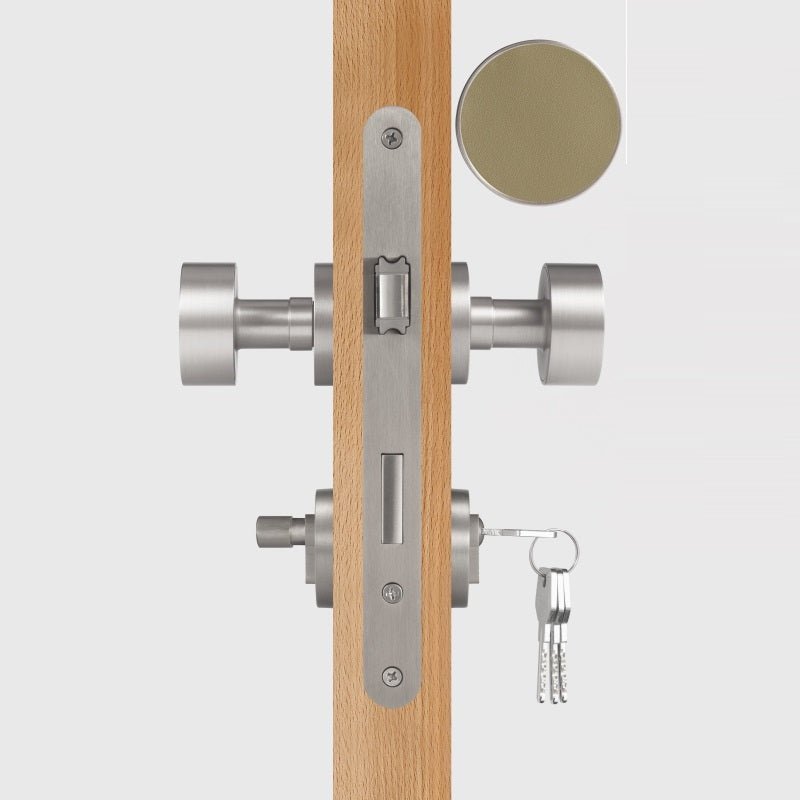 FERN Solid Brass & Leather Door Knob – Satin Nickel