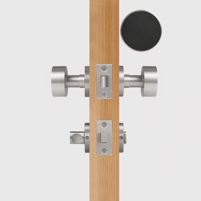 FERN Solid Brass & Leather Door Knob – Satin Nickel