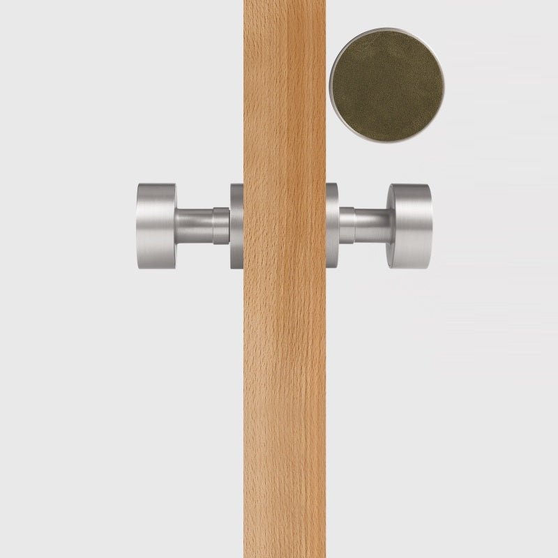 FERN Solid Brass & Leather Door Knob – Satin Nickel