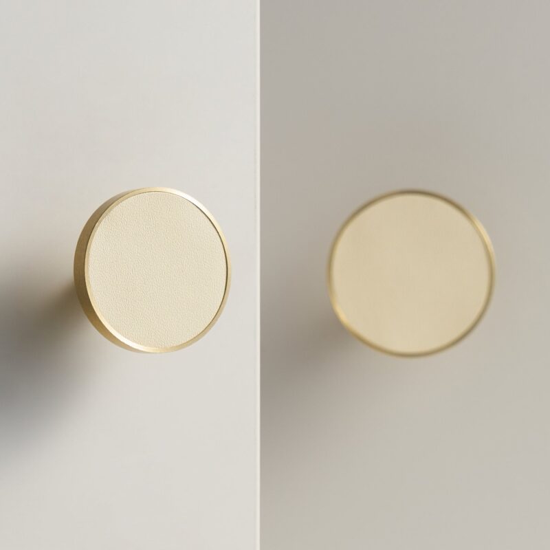 FERN Massief messing en lederen knop