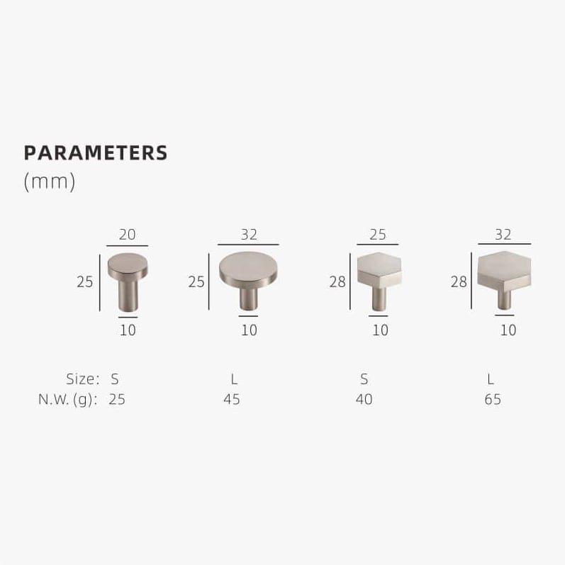 Pomelli per porte in nichel satinato GESTALTE