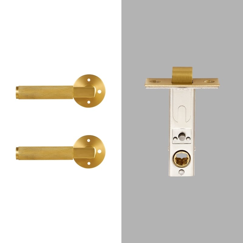 HICE Ensemble de poignées de porte et de serrures à levier en laiton massif