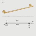 KRAM Geribbelde massief messing handdoekhouder