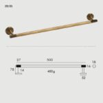 KRAM Geribbelde massief messing handdoekhouder