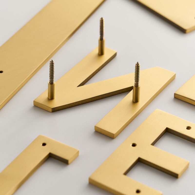 Caratteri METRO in ottone satinato