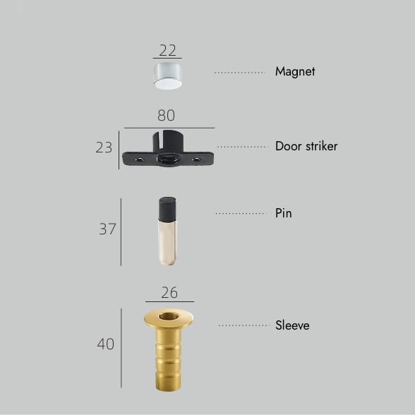 Fermaporta magnetico NEMA in ottone (polvere senza zoccolo)