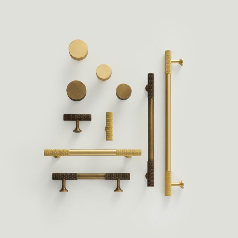 OSLO Rändel-Stangengriff aus Messing