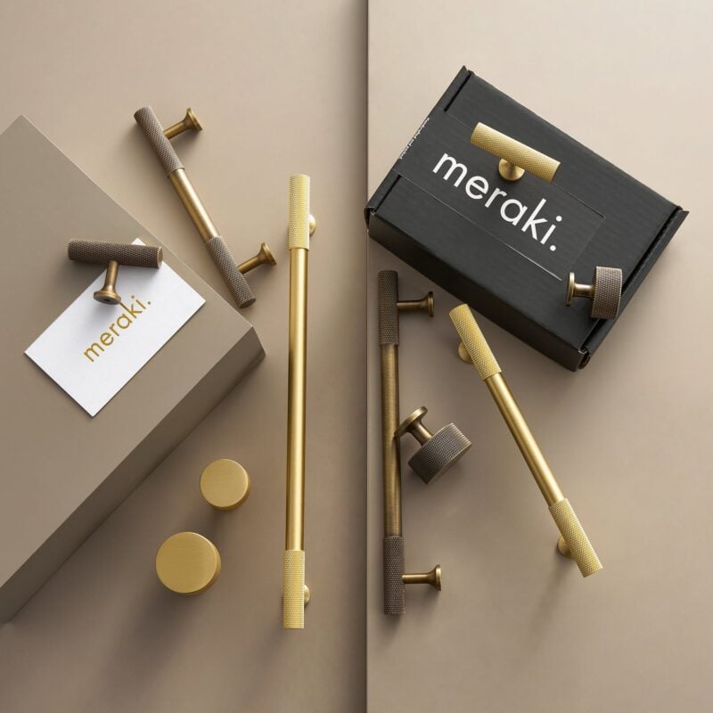 OSLO Rändel-Stangengriff aus Messing