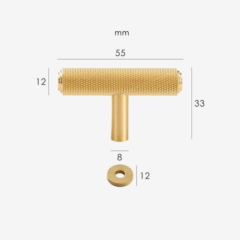 PLAKA T-Stangen aus massivem Messing mit Rändelung