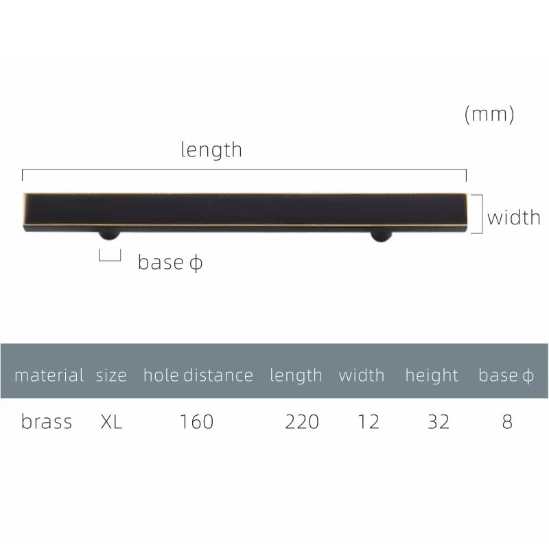 Poignées QUADRA en laiton massif