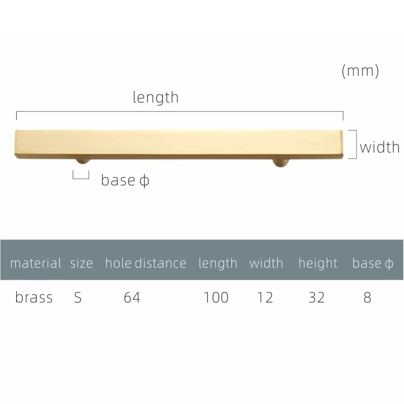 Poignées QUADRA en laiton massif