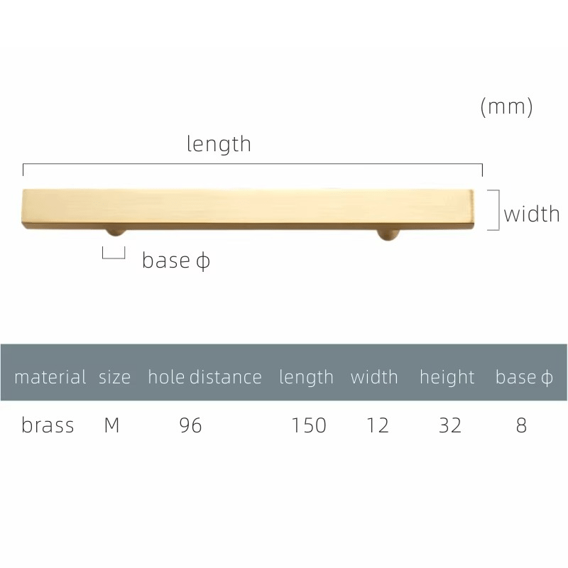 Poignées QUADRA en laiton massif