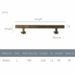 STROKKA Tiradores de latón macizo cepillado